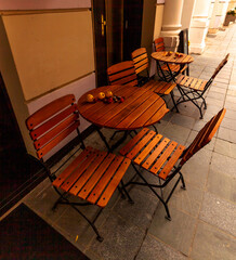 Empty Cafe Tables Outside a Coffee in Sarajevo