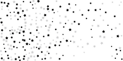 Obraz premium Silver star confetti. Falling stars on a white background. Illustration of flying shining stars. Decorative element.