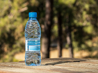 Bottle of water in the forest 