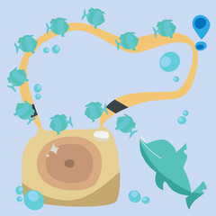 Illustration of a sea voyage. Tourist route.