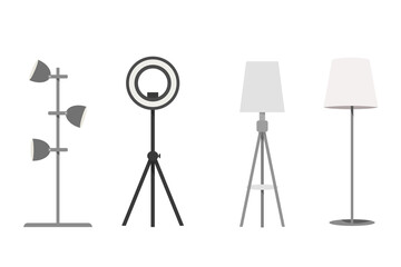 Set of floor lamps. Vector illustration.