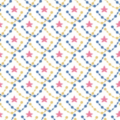 Colorful pattern with beards and stars on white background for textile print, design paper.