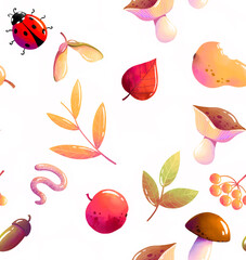 Autumn seamless pattern. Hand drawn illustration