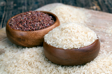 mixed rice of several types before cooking