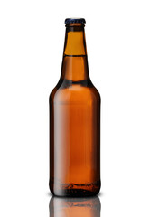 brown bottle with beer