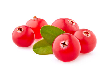 Cranberry isolated on white background. Ripe berrirs isolated.