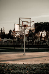 Fototapeta na wymiar basketball court at sunset