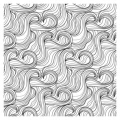 Seamless pattern with black hairs waves.