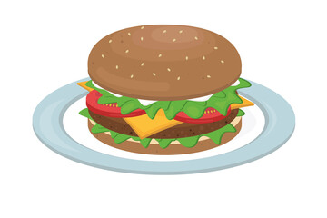 Delicious vector marbled beef burger