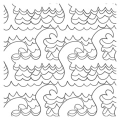 Seamless pattern with waves for colouring. Design for backdrops with sea, rivers or water texture.