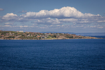 Fototapeta na wymiar Budzhaka area on Black Sea coast, view from Saint Agalina Cape in Burgas Province, Bulgaria