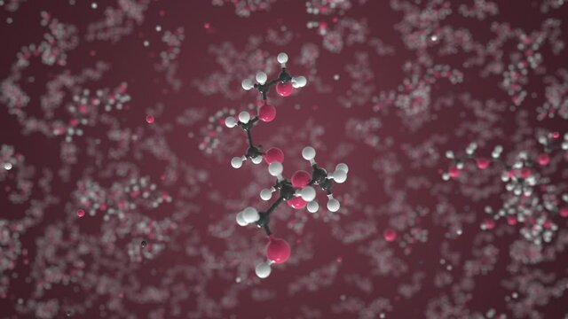 Pentaethylene glycol molecule, scientific molecular model, looping 3d animation