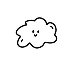doodle cloud with face vector illustration isolated