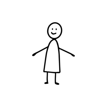 doodle man drawn in childish style vector illustration