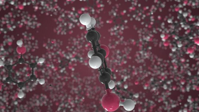 Molecule of resorcinol, isolated molecular model. Looping 3D animation or motion background