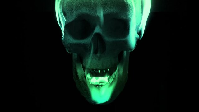 Skull In Green Fire Opens Mouth Fantasy Element