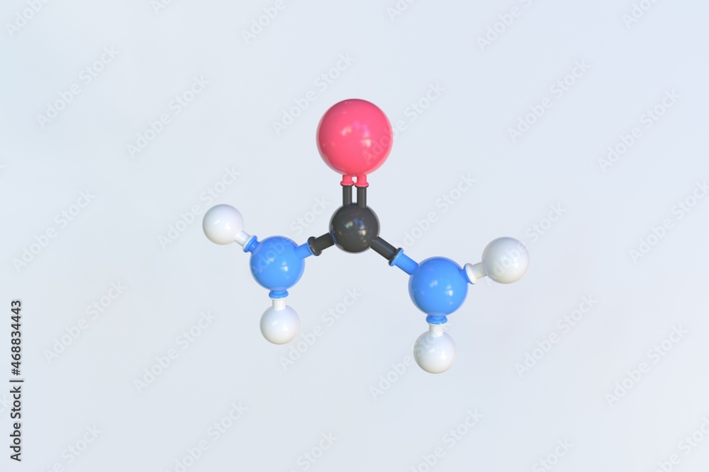 Poster urea molecule. isolated molecular model. 3d rendering