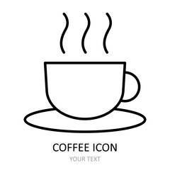 Vector illustration with coffee. Outline icon.