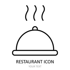 Vector illustration for restaurant - lid for dish. Outline icon.