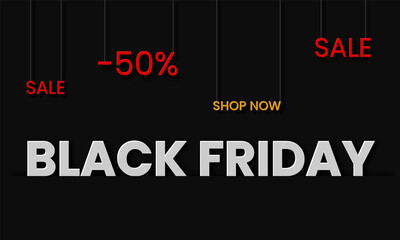 Black Friday Sale vector design illustration in paper cut style with black background