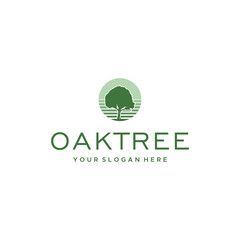minimalist OAKTREE circle leaf plants logo design