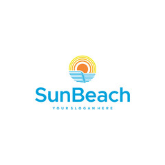 Modern colorful Sun Beach sunset logo design