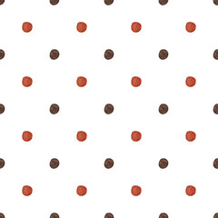Watercolor dots. Polka pattern on white background