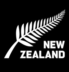 new zealand text with silver fern logo icon