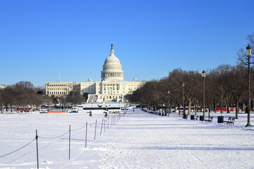 US Capitol in snow - Washington DC United States