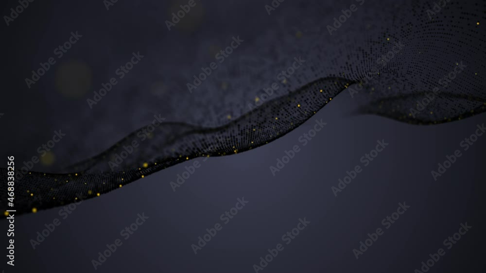 Aufkleber abstract motion background with a beautiful gently flowing black and gold particle wave.