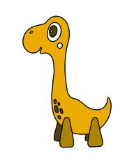 Vector dinosaur in yellow colors. Children’s cartoon character for card, sticker, poster, print.