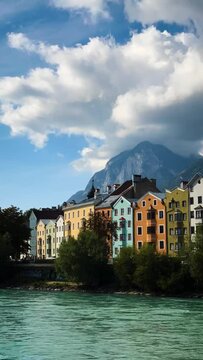 Timelapse of Inn River in Innsbruck Austria