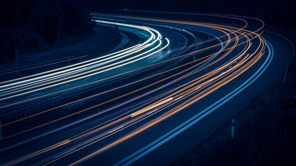 lights of cars with night. long exposure