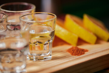 prepared cocktails. Bar and restaurants, drink bar, alcoholic beverages, on the rocks, with ice, cold, refreshing. Mezcal oaxaqueño.