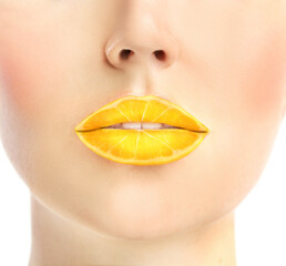 Lippen mit gemalten Früchten. Farblippen. © lado2016