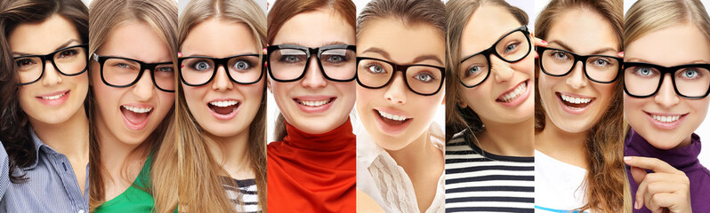 people wearing glasses, collage