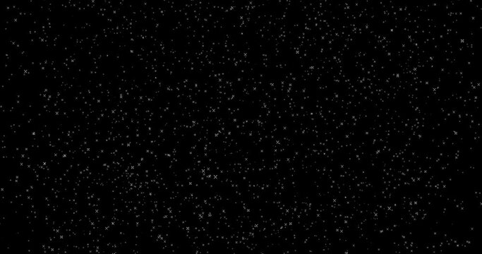 Abstract geometric video background, white ue crosses from particles. blend mode, overlay mode, Technological background. 3d. 4K