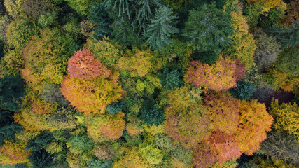 Autumn landscape with drone, Transylvanian panorama