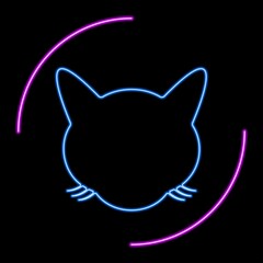 Cat neon sign, modern glowing banner design, colorful trend of modern design on black background. Vector illustration.