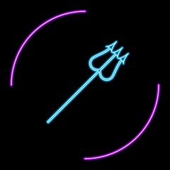 Trident neon sign, modern glowing banner design, colorful trend of modern design on black background. Vector illustration.