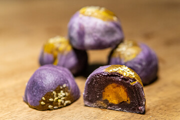 Purple Sweet Potato Pastry with Salted Egg and Sesame Seeds