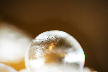 Iced soap bubbles in nature