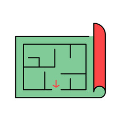 Medical emergency exit blueprint diagram icon