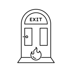 Emergency fire exit door icon vector