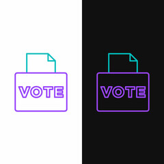 Line Vote box or ballot box with envelope icon isolated on white and black background. Colorful outline concept. Vector