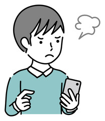 スマホを操作するイライラしている男性ビジネスパーソン