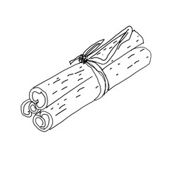 Silhouette of cinnamon. Hand drawing illustration, isolated on white background