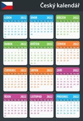 Czech Calendar for 2022. Scheduler, agenda or diary template. Week starts on Monday