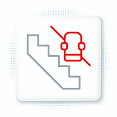 Line Disabled access elevator lift escalator icon isolated on white background. Movable mechanical chair platform for handicapped human. Colorful outline concept. Vector