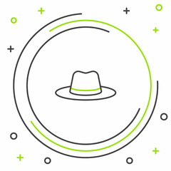 Line Man hat with ribbon icon isolated on white background. Colorful outline concept. Vector